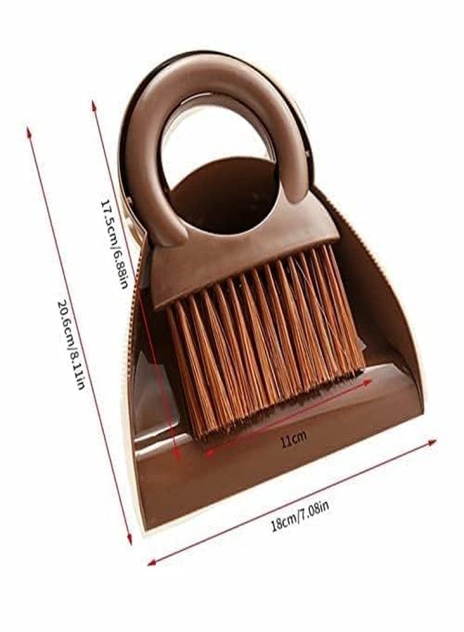 Portible مجموعة مكنسة محمولة مع جاروف وفرشاة لتنظيف لوحة مفاتيح السيارة (بني) - Image 5